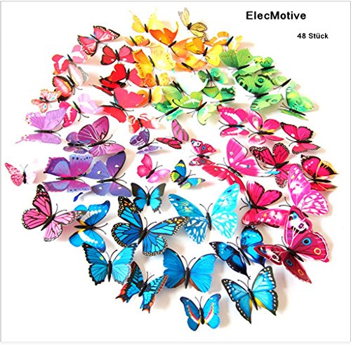 38 Wandsticker Wandtattoo Retro Schmetterlinge Schmetterling selbstklebend bunt 