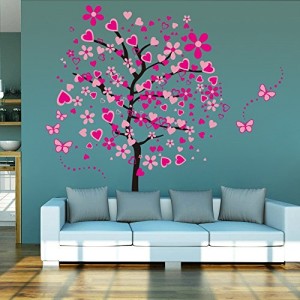 Wandtattoo Baum rosa